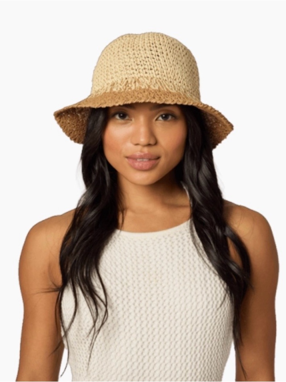 EUGENIA KIM Straw Two-Tone Crochet Bucket Hat - Picture 3 of 16